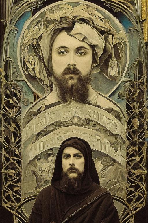 07657-1108067390-(masterpiece_1.6), best quality, Alphonse Mucha, tarot card, high contrast, highes, high definition, a man with a beard in a dar.png